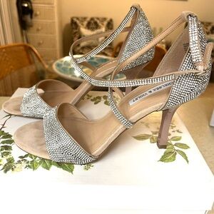 Chelsea & Violet Silver Sequin Heels